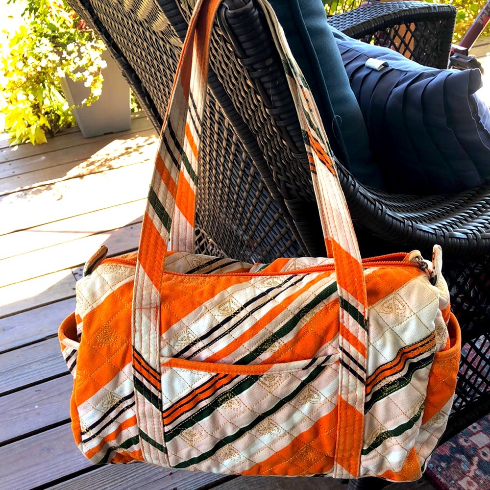 Roxy Orange and White Striped Bag
